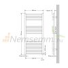 Törölközőszárító radiátor 600 x 1200 mm króm ívelt központi csatlakozással elektromos 900W fűtőelemmel