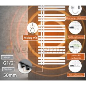  Modern designer radiátor 600x1400 mm fehér radiátor 900W fűtőbetéttel 