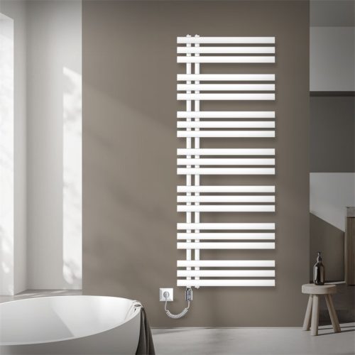 Modern designer radiátor 600x1600 mm 900W fűtőbetéttel fehér egysorors - egyenes bal oldali csatlakozással