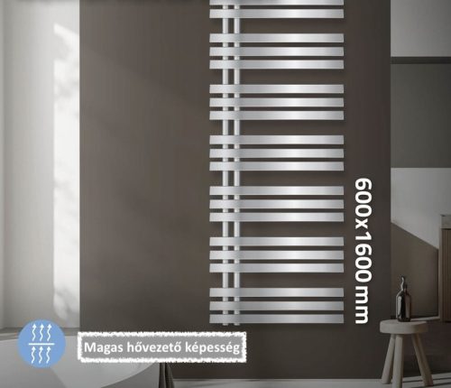 Modern designer radiator 600x1600 mm 603W chrome single row - with straight left connection