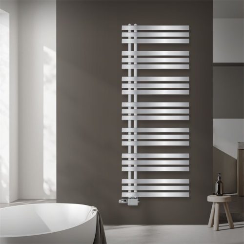 Modern designer radiator 600x1600 mm 603W chrome single row - straight design universal connection and left side connection