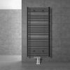 Törölközőszárító radiátor 750x1500 mm antracit 705W egysorors - ívelt változat központi bekötéssel padló csatlakozással