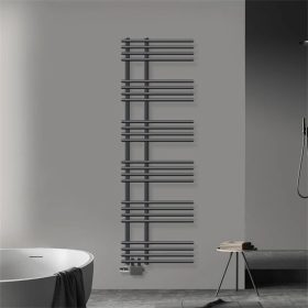   Törölközőszárító radiátor 500x1550 mm antracit fürdőszobai fűtőtest 1187W univerzális csatlakozó készlettel