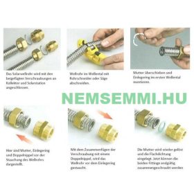 DN16 flexibilis cső csatlakozó készlet, EVE fitting szett 3/4" belső menettel sárgarézből