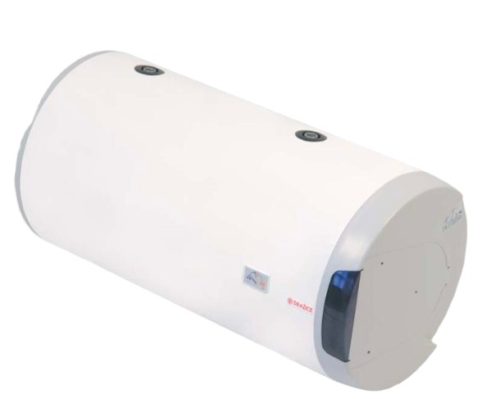 Horizontal 160 l horizontal wall-mounted storage boiler jacket with heat exchanger, right-hand connection, domestic hot water indirect storage, 5-year warranty. Water heater with electric heating pad