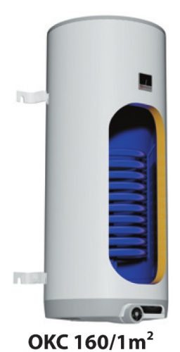 160 liter wall storage 1 m² heat exchanger + 2.2 kW heating pad Drazice 5 year warranty. Domestic hot water indirect storage, boiler also for solar collectors