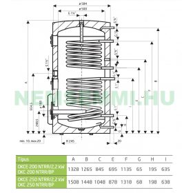 200 literes Drazice OKCE NTRR BP tartály két hõcserélõs használati melegvíz indirekt bojler