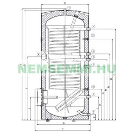   300 literes álló 1 hõcserélõs, elektromos fűtőtest nélkül, használati melegvíz indirekt tároló. 5 év garancia. Napkollektor rendszerhez is, oldalsó tisztítónyílással