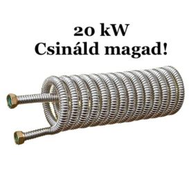   Hőcserélő 20 kW Csináld magad! DN16 inox gégecsőből, 3/4" csatlakozóval bojlerbe házilag elkészíthető bordáscső. 1,1 m2 hasznos felület