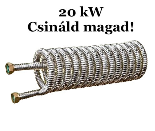 Heat exchanger 20 kW Do it yourself! Ribbed pipe that can be made at home from DN16 inox throat pipe with 3/4" connector for boiler. 1.1 m2 useful surface