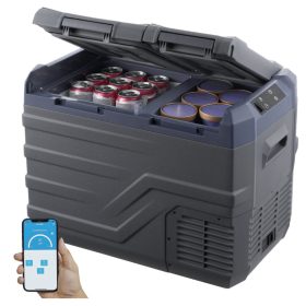   32 literes kétzónás kettős vezérlésű kompresszoros autós hűtőláda hordozható hűtőszekrény fagyasztó 60W - NLS45