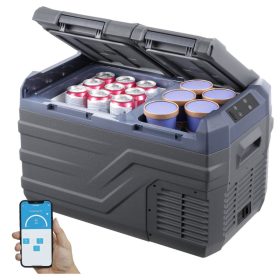   25 literes kétzónás kettős vezérlésű kompresszoros autós hűtőláda Bluetooth vezérléssel hordozható hűtőszekrény fagyasztó - NLS35