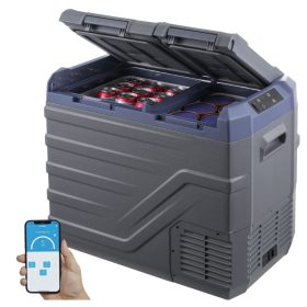 40 literes, kétzónás, kompresszoros autós hűtőláda hordozható fagyasztó 60W