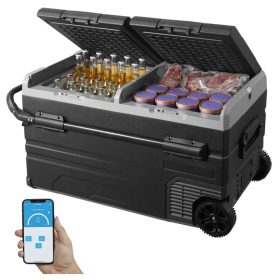   Extra nagy 115 literes kompresszoros autós hűtőláda hordozható kétzónás kettős vezérlésű mini fagyasztó - TWW115