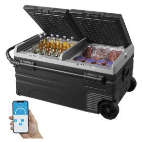 95 literes kétzónás kompresszoros hűtőláda mobil hűtés professzionális autós hűtőláda nagy kapacitással