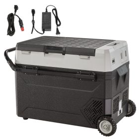   53 literes gurulós kompresszoros hűtőláda autóba kétzónás kettős vezérlésű elektromos mini fagyasztó 12/24V -20 °C-ig - J53