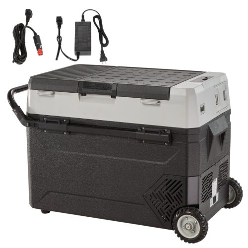 53 literes gurulós kompresszoros hűtőláda autóba kétzónás elektromos mini fagyasztó 12/24V -20 °C-ig