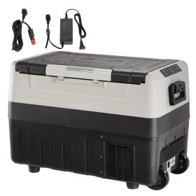   55 literes gurulós kompresszoros hűtőláda autóba kétzónás kettős vezérlésű mini fagyasztó 12/24V -20 °C-ig - T55K