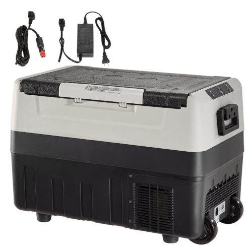 55 literes gurulós kompresszoros hűtőláda autóba kétzónás mini fagyasztó 12/24V -20 °C-ig