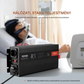   12V 230V 3000W tiszta szinuszos inverter LCD kijelzővel, USB és Type-C csatlakozóval távirányítóval közepes méretű háztartási gépekhez