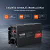 Tiszta szinuszos inverter 12V 1000 W DC, AC 230 V feszültségátalakító 1 hálózati aljzattal, 1 USB porttal, 1 C típusú porttal, távirányítóval okos eszközökhöz