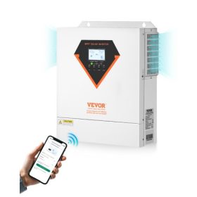   Hibrid napelemes inverter 24V 230V rendszerhez 3500W teljesítménnyel, 100A MPPT töltésvezérlővel, tiszta szinuszú, off-grid rendszerhez