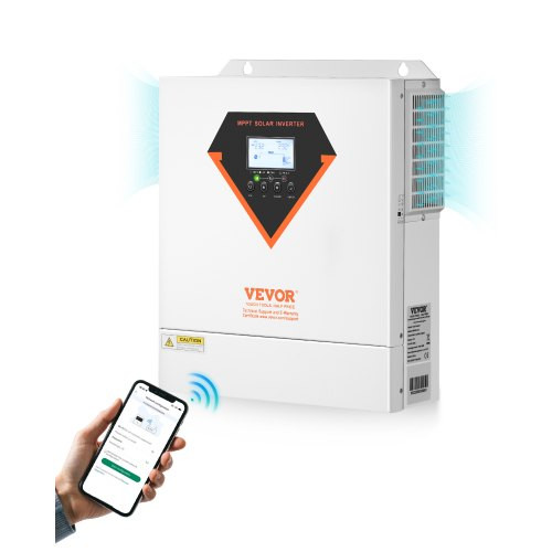 Hibrid napelemes inverter 24V 230V rendszerhez 3500W teljesítménnyel, 100A MPPT töltésvezérlővel, tiszta szinuszú, off-grid rendszerhez