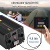 Tiszta szinuszos inverter 3000W DC 24V - AC 230V, autóinverter USB porttal, LCD kijelzővel, távirányítóval és EU aljzatokkal, lakóautókhoz, teherautókhoz, személygépkocsikhoz, napelemes rendszerekhez, utazáshoz, kempingezéshez