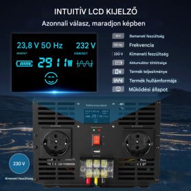   tiszta szinuszhullámú inverter, 5000 watt, feszültségátalakító, DC 12V-ról AC 230V-ra autós inverter LCD kijelzővel, USB porttal és távirányítóval