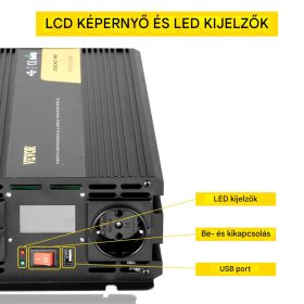   230V feszültségváltó inverter, 2500W tiszta szinuszhullámú inverter, GYS-2500W 12V DC tiszta szinuszhullámú teljesítmény, tiszta szinuszhullámú inverter vezetékes távirányítóval és LCD kijelzővel