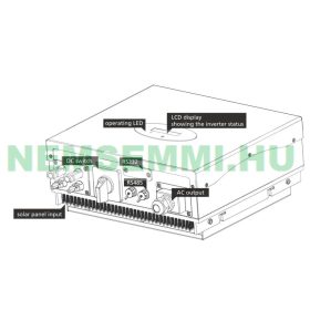   3 kW napelem inverter – Growatt hálózatba visszatápláló inverter  Névleges teljesítmény: 2850 W Maximális teljesítmény: 3000 W 