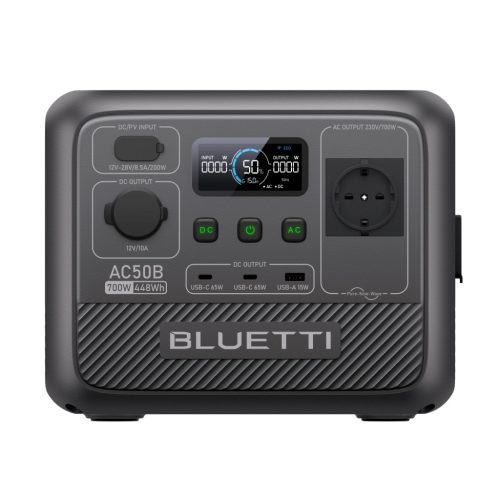 Hordozható akkumulátor inverterrel egybeépítve 700W 448Wh napelem powerbank és inverter, Bluetti