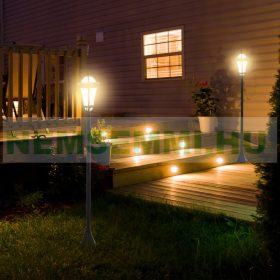   Napelemes kandeláber kerti lámpa világítás 2 db LED-es lámpa rozsdamentes acél