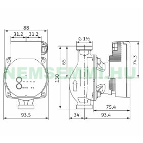   Keringető szivattyú Wilo Vairos Pico 25/1-7 130 mm 1 1/2" napkollektor rendszerek kedvelt keringtető szivattyúja 6/4" PWM CSATLAKOZÓ KÁBELLEL!