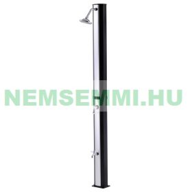   Szétszedhető kerti zuhanyzó 35 literes szolár zuhanyzó lábmosó csappal. Elegáns, ezüst csíkkal, kis szállítási és tárolási mérettel 2 év garanciával.