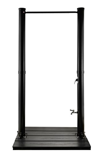 Prémium kerti szolár zuhanykapu 40 literes fekete, lábmosócsappal, PVC tartályos kivitel