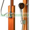 Garden shower hardwood design. Sauna real wooden shower in an elegant design.