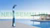 Design garden shower, luxury stainless steel shower, 37 liters, with foot washing tap and mixing tap
