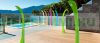 Design garden shower luxury colored solar shower green 32 liters, with foot washing tap and mixing tap
