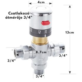 Termosztatikus keverőszelep 3/4" csatlakozóval termosztát Automata termosztátos keverőcsap