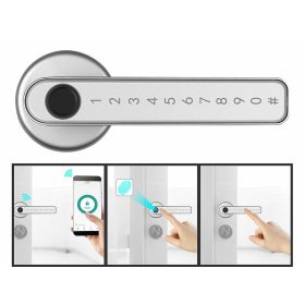   Okos ajtó kilincs ezüst intelligens kilincs ujjlenyomat leolvasóval, PIN-kóddal 35 - 55 mm ajtóhoz