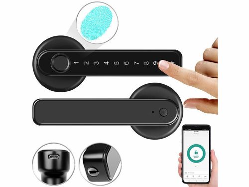 Smart door handle black smart door handle with fingerprint reader, PIN code for 35 - 55 mm door