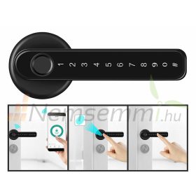   Okos ajtó kilincs fekete intelligens kilincs ujjlenyomat leolvasóval, PIN-kóddal 35 - 55 mm ajtóhoz