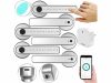 Smart door handle silver 3 smart door handles with fingerprint reader and PIN code for 35 - 55 mm doors