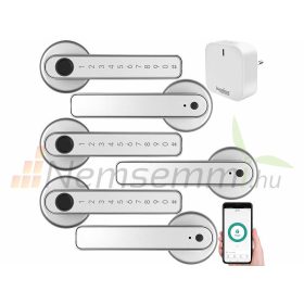   Okos ajtó kilincs ezüst 3 db intelligens kilincs ujjlenyomat leolvasóval, PIN-kóddal 35 - 55 mm ajtóhoz