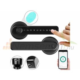   Okos ajtó kilincs fekete 3 db intelligens kilincs ujjlenyomat leolvasóval, PIN-kóddal 35 - 55 mm ajtóhoz