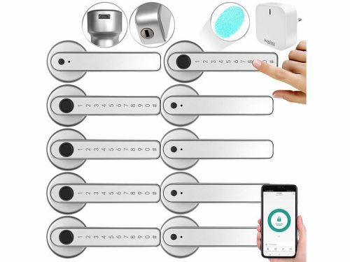 Smart door handle 5 smart door handles with fingerprint reader for stainless steel 35 - 55 mm doors