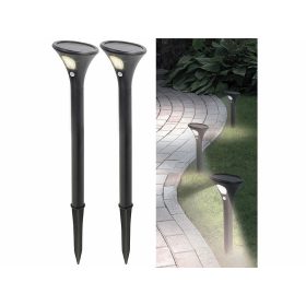   Földbe szúrható napelemes kerti lámpa 2 darab meleg fehér fényű mozgásérzékelős szolár lámpa