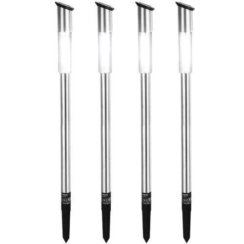 Solar garden lamp that can be inserted into the ground, 4-piece LED solar lamp with twilight sensor