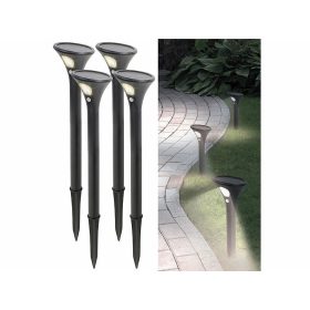   Földbe szúrható napelemes kerti lámpa 4 darab meleg fehér fényű mozgásérzékelős szolár lámpa